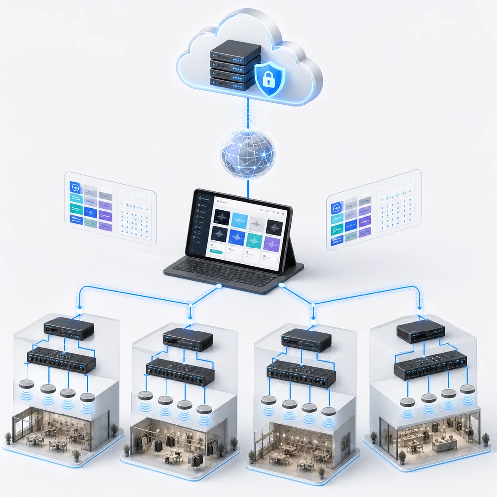 Esquema técnico de AHUDIAN Music Cloud