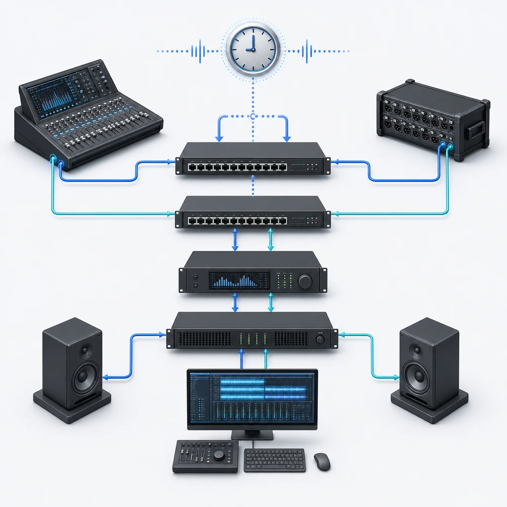 Esquema técnico de Audio en red IP / Dante