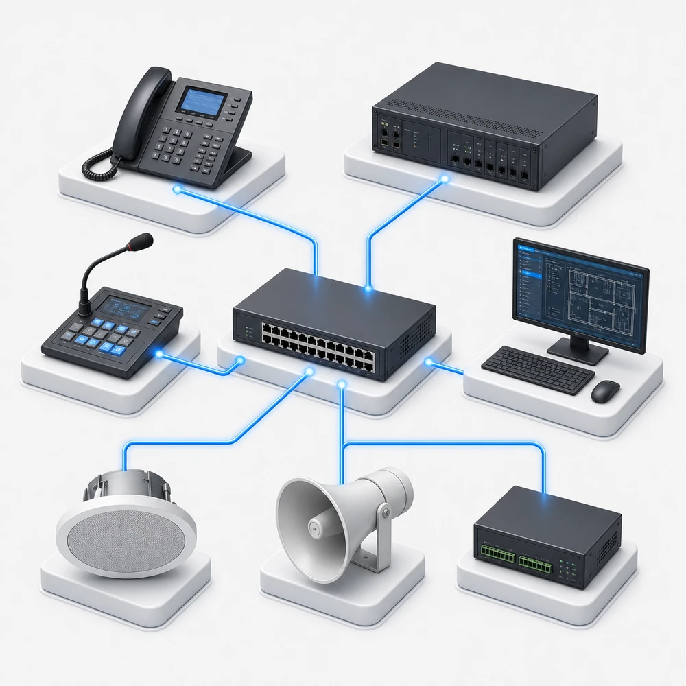 Esquema técnico de Audio en red IP / SIP